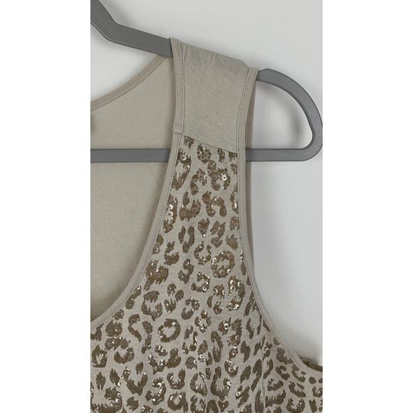 The Limited Women's Tank Top Sequined Leopard Beige Size XL Animal Print - Picture 3 of 8
